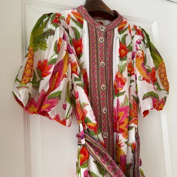 Farm Rio Printed belted cotton-blend mini dress - Picture 2 of 9